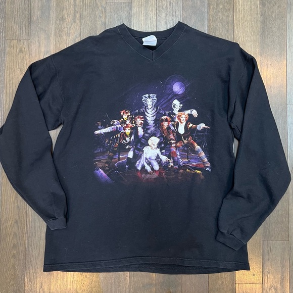 Vintage 80s CATS Broadway Show Sweatshirt Long Sleeve V neck Size Large - Picture 1 of 8